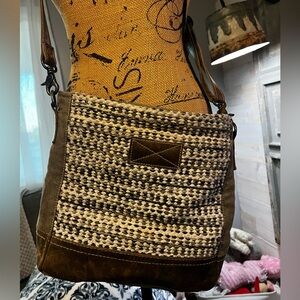 Myra Bag Brown and Cream Shoulder Bag